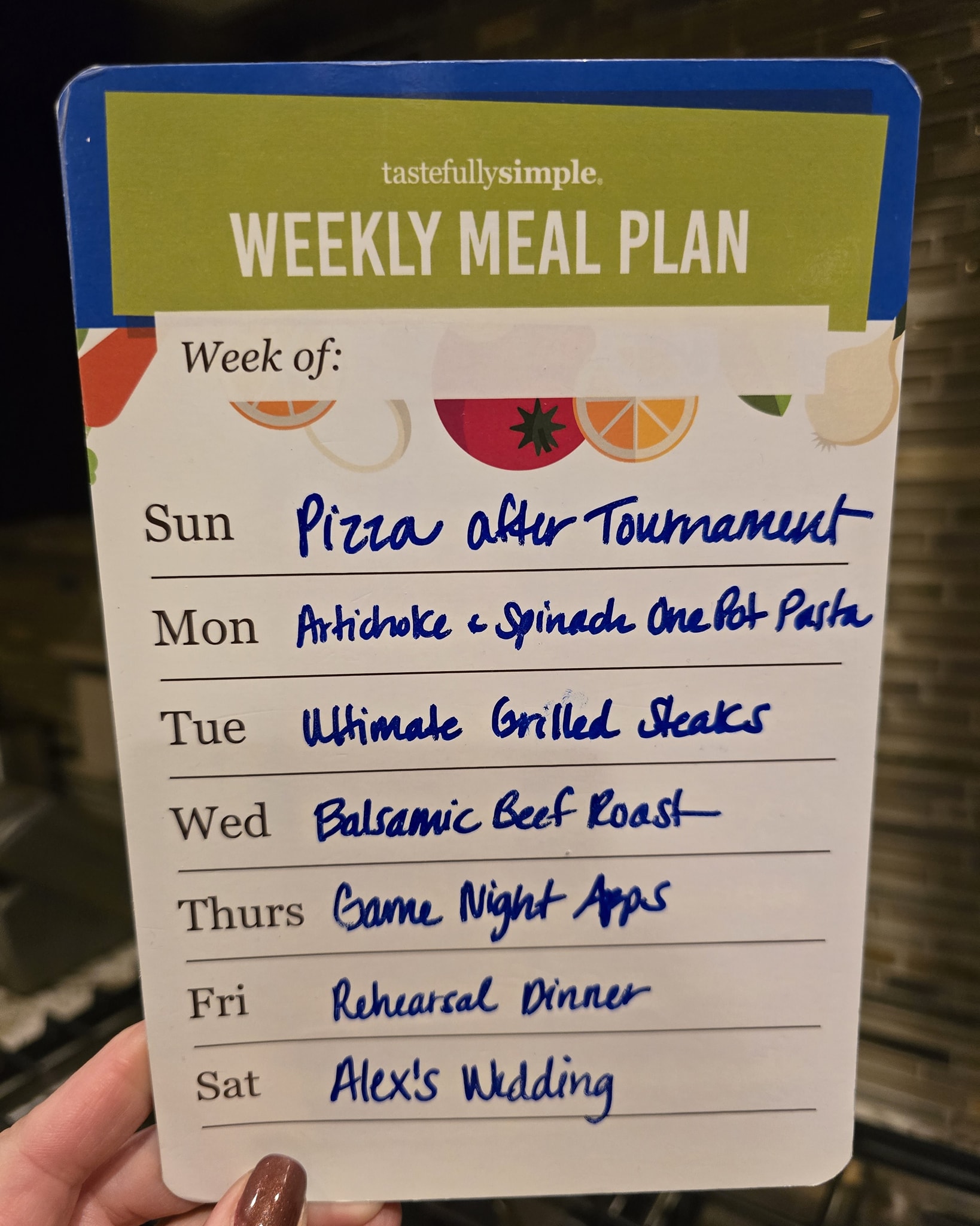 🍽Menu for this Week!

 #mealplanningwithheather #TastefullySimple #eatathome #ilovefood #TeamFireworks #weeklymenu #menufortheweek #mealprep #mealprepclass #mealplan #taconight #mexican #onepanmeal #onepotmeal #familyfriendlymeal